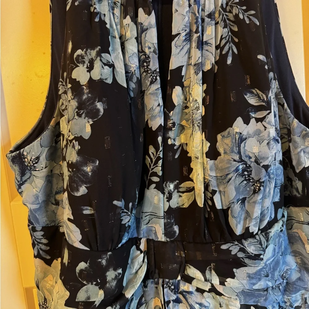 R & M Richards Black Floral Asymmetrical Evening Dress - Picture 4 of 4